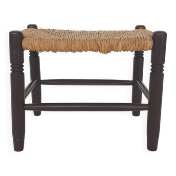 Tabouret en rotin et bois, France, années 1960