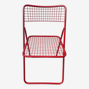 3 red Ted Net folding chairs by Niels Grammelgaard for IKEA 1980