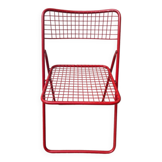 3 chaises pliantes Ted Net rouge par Niels Grammelgaard pour IKEA 1980