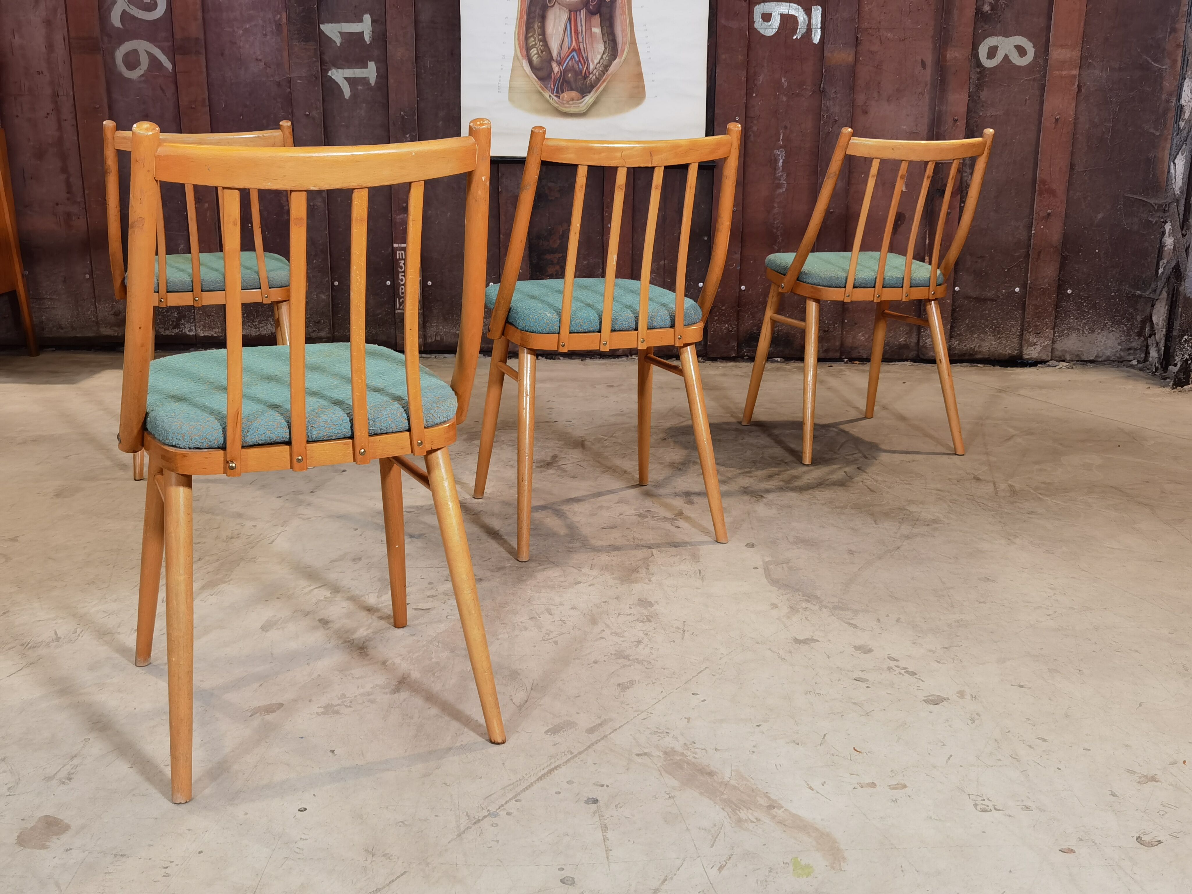 Lot of 4 chairs Antonin Suman