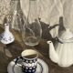 Mug en grès émaillé bleu de Bolesławiec H9,5 D11