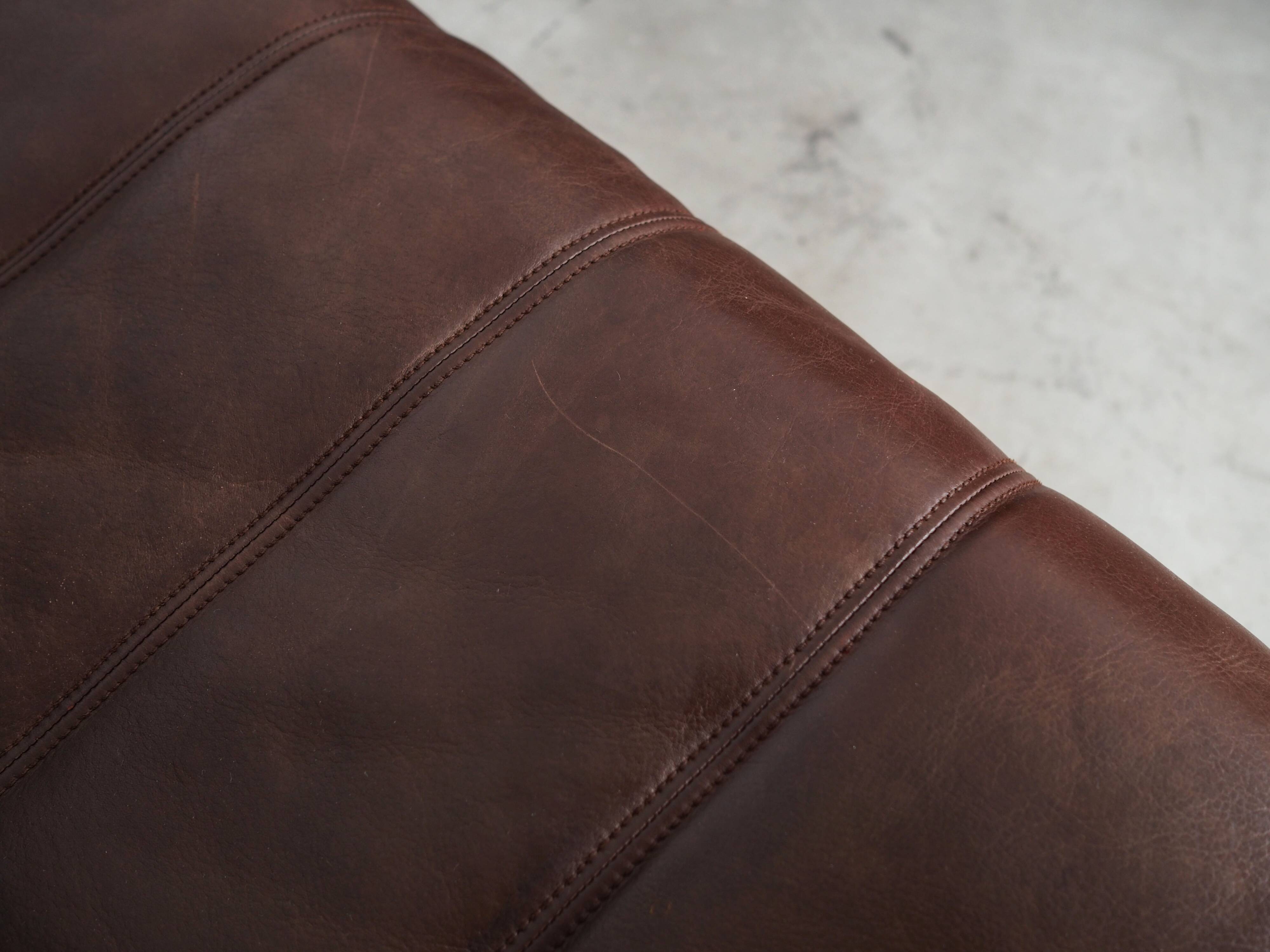 Brown leather sofa, Swiss design, 1970s