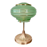Art deco globe lamp and bronze foot