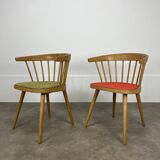 Pair of Baumann 740 office chairs, slatted models, 1960s