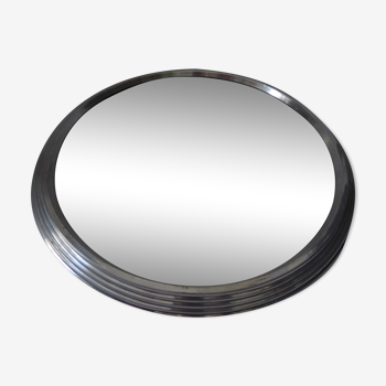 Round mirror tray in chrome metal