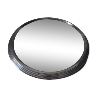 Round mirror tray in chrome metal