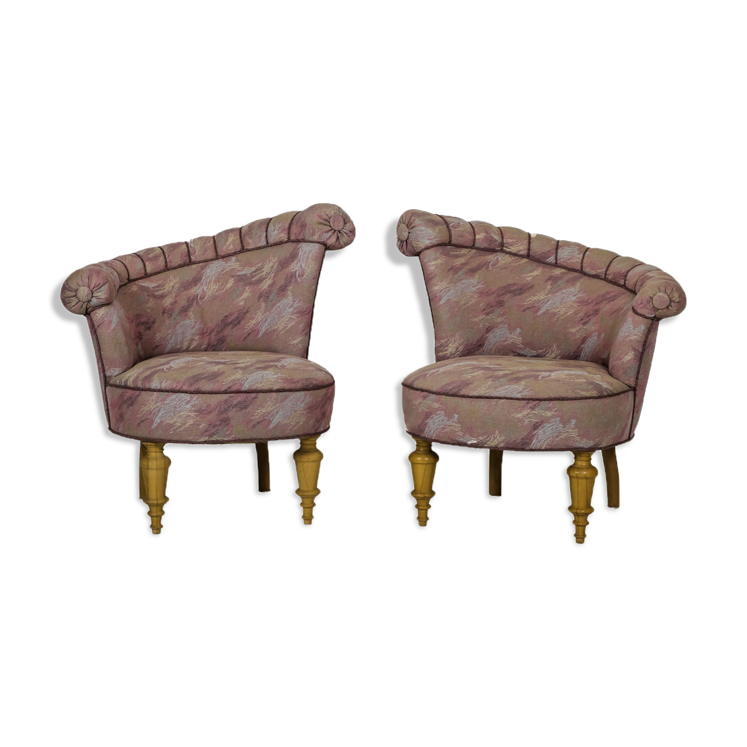 Fauteuils asymétriques danois dans le style de Kagan années 1950, ensemble de 2