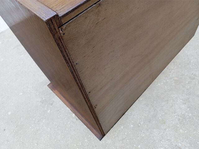 Vintage chest of drawers wood compass feet 1950s