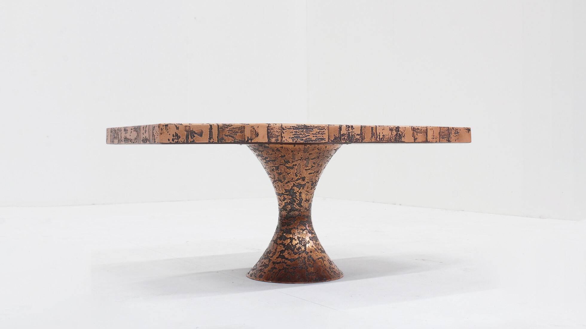 Vintage mid century brutalist copper coffee table 1970s