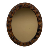 Midcentury brutalist handmade wooden mirror, Belgium 1960s