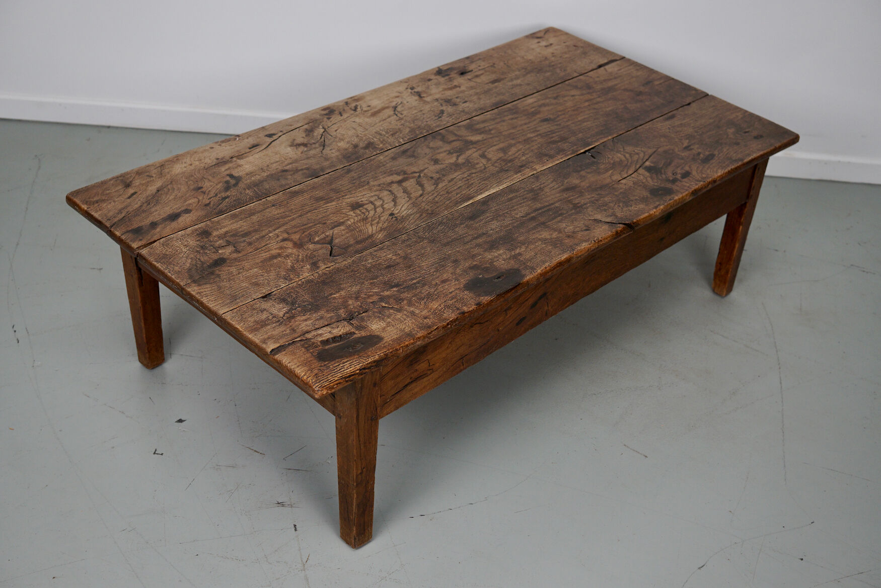 French 19th century farmhouse rustic natural chestnut coffee table