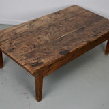 French 19th century farmhouse rustic natural chestnut coffee table