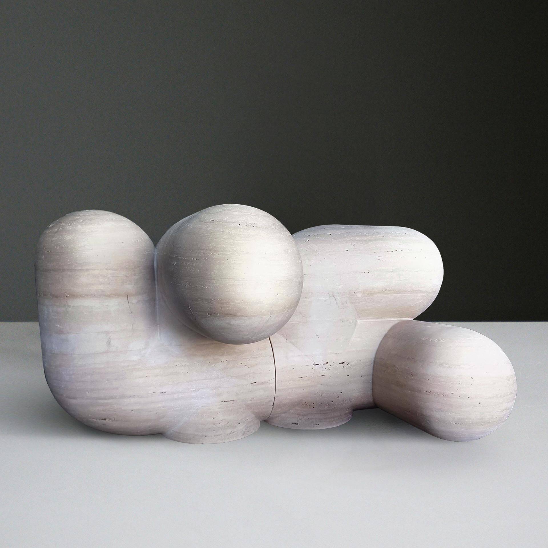 Sculptural and Organic Stools Made of Travertine Marble by Pepe Guerrero