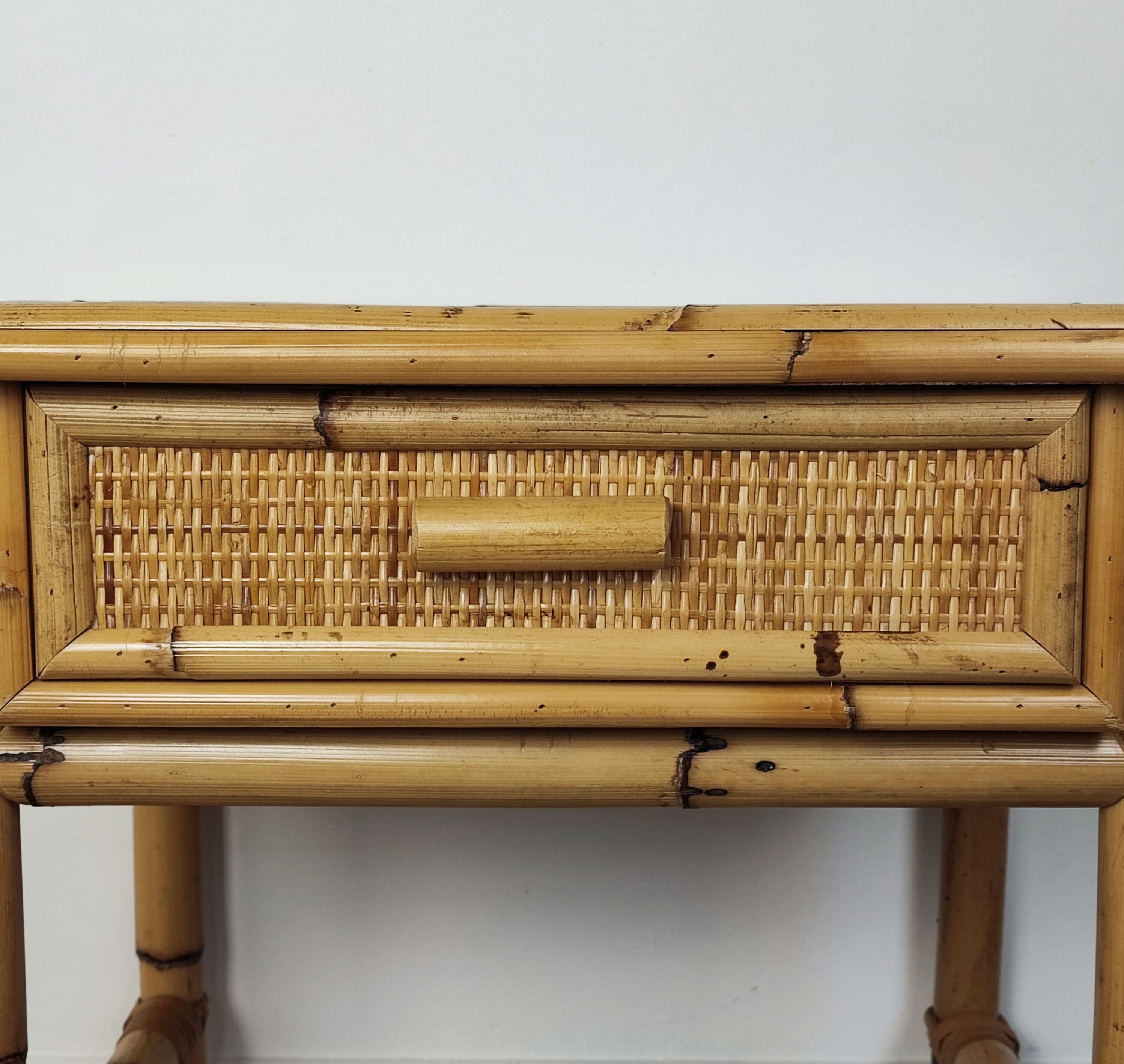 Rattan bedside table