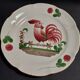 Earthenware plate with rooster and cherry decor, Hadancourt art earthenware factory, Milie