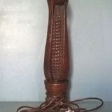 African sorghum spike lamp foot on five-faced base ~ hand carved ~ 1950s /1960
