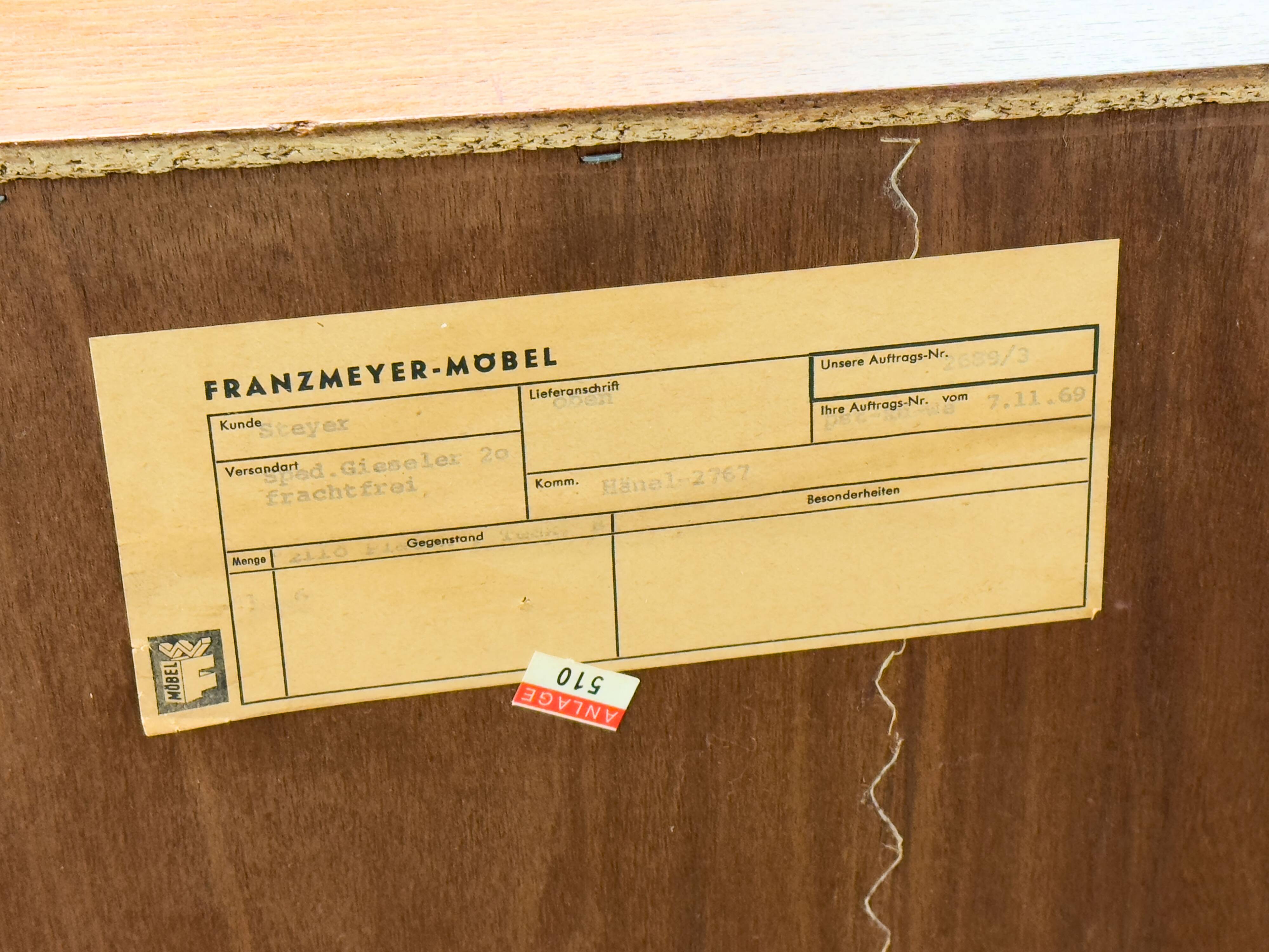 Mid-Century Teak Sideboard from Franzmeyer Möbel, 1969