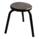 Dark brown metal stool, minimalist three-legged design