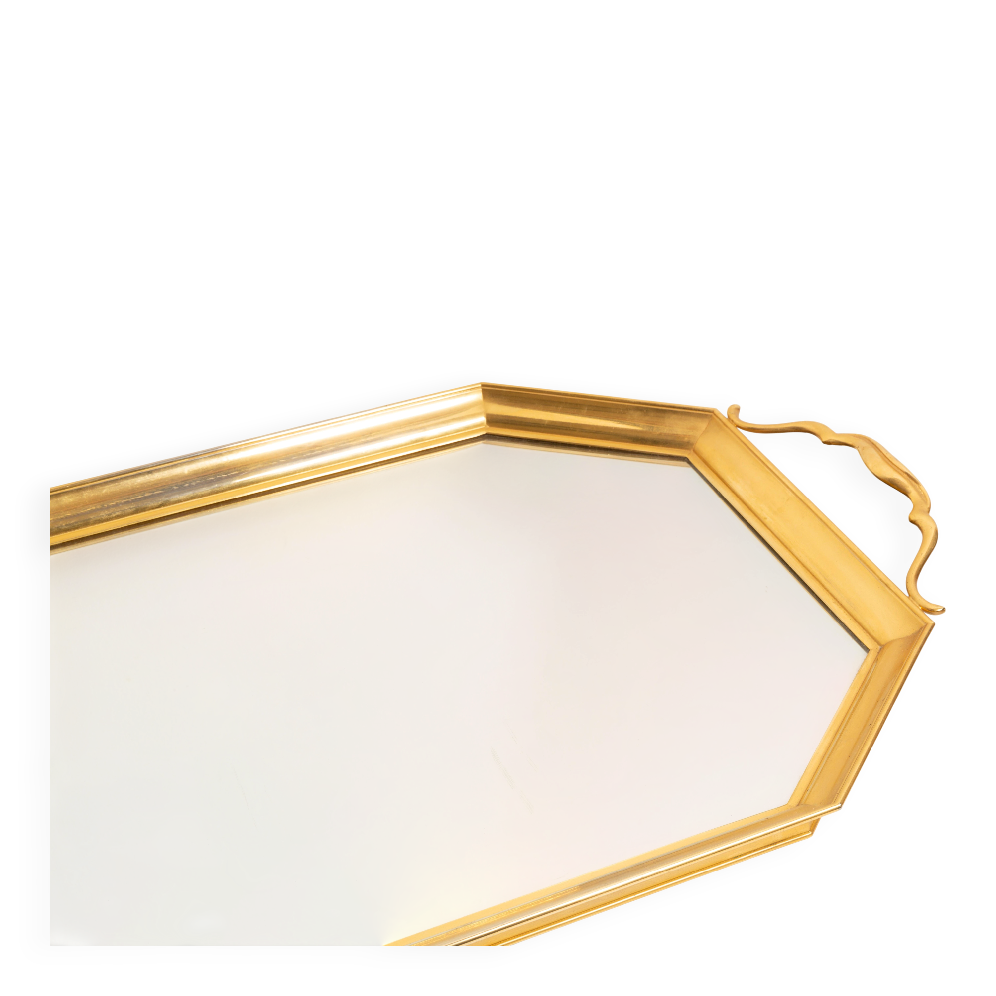 Vintage decorative plate in gold and mirror, Italy, 1960s