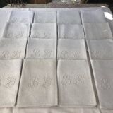 Ensemble de 12 serviettes blanches 19eme marquées « BL »