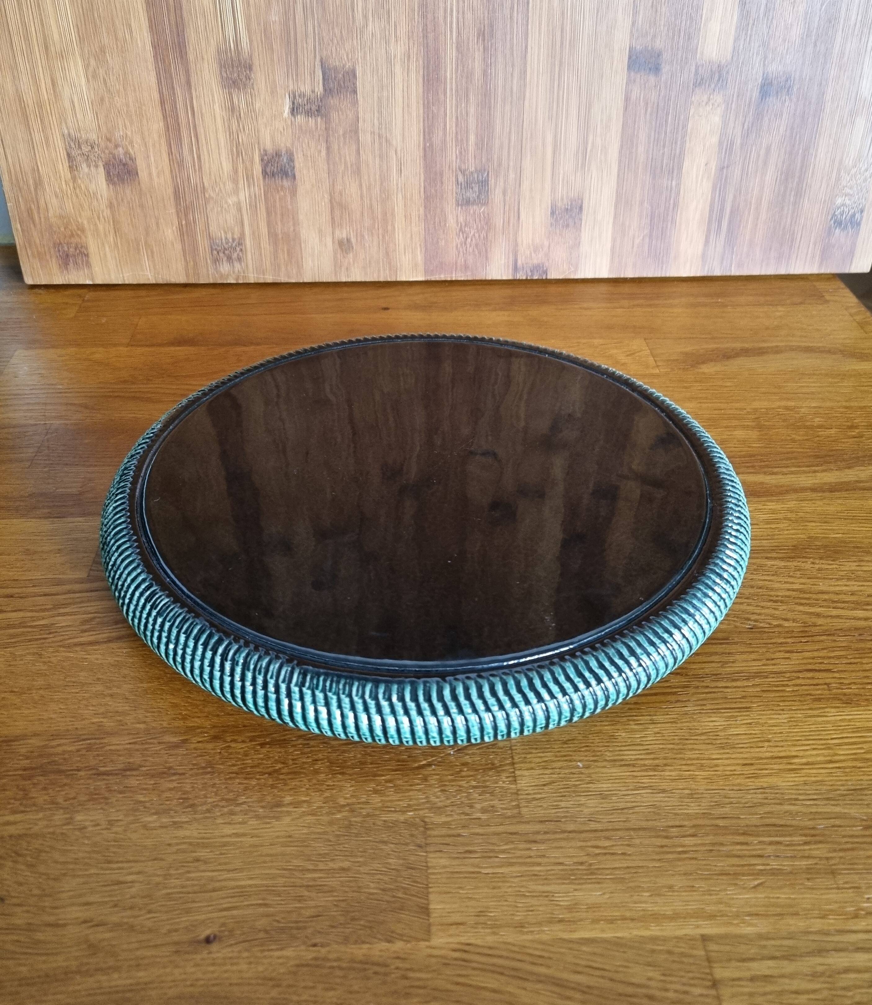 Dessous de plat vintage en céramique noire et verte