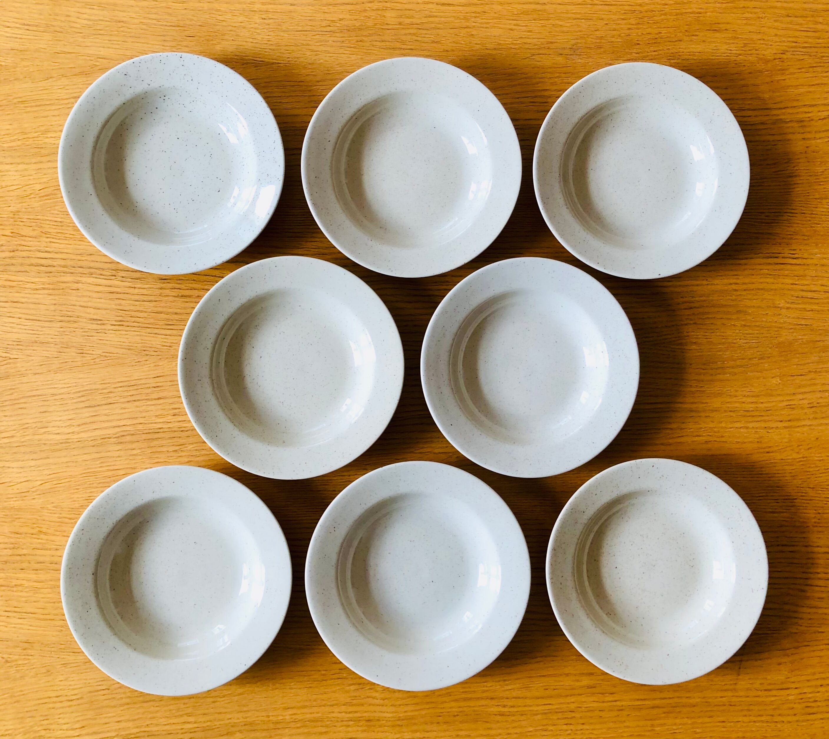 Set of 8 hollow plates in speckled ceramic