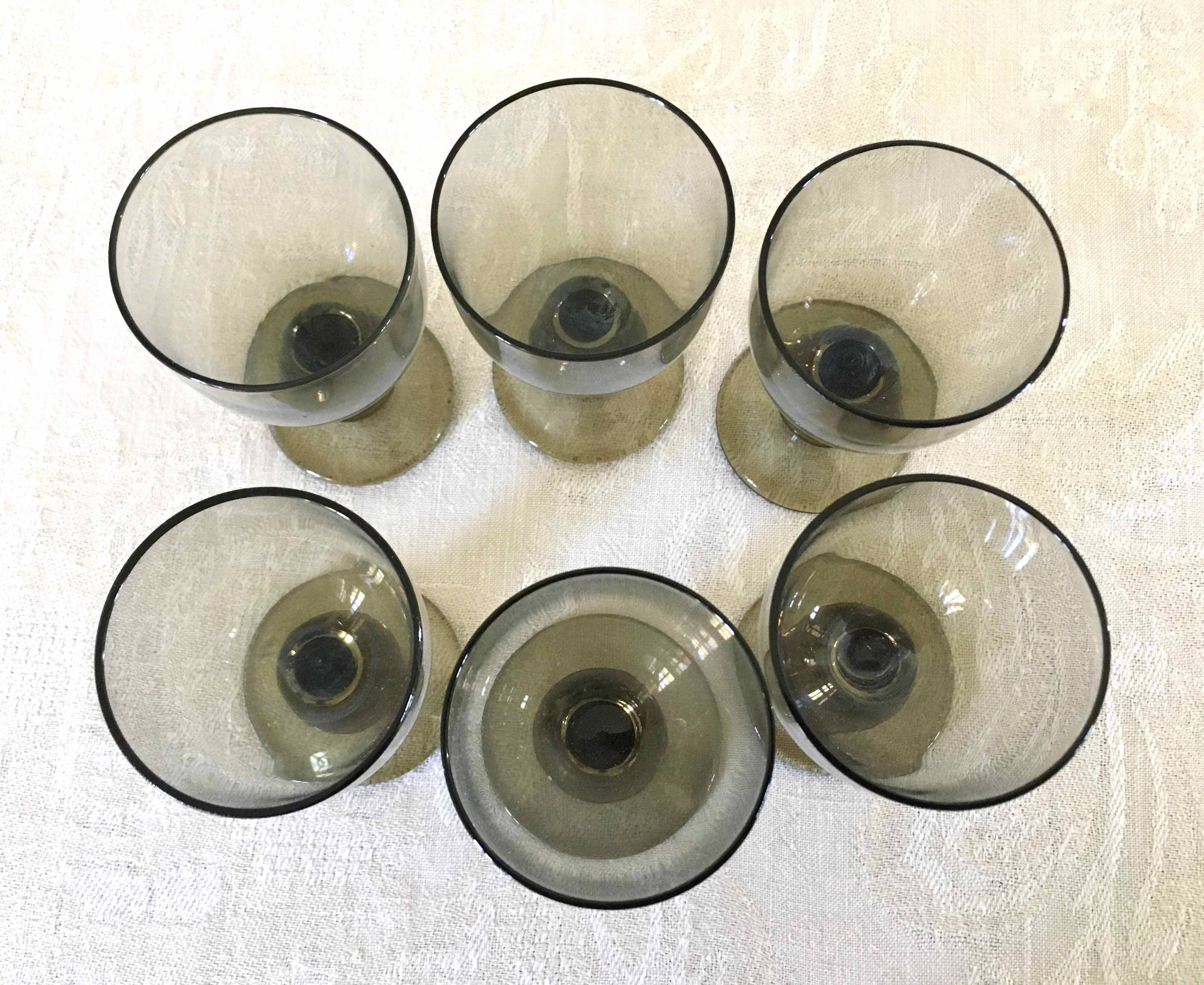 6 blown glass glasses and carafe 1960