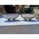 Pair of Art Deco enameled cast iron vases