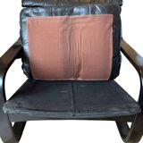 Black leather relax armchair from the 70s
