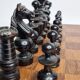 Vintage Solid Wood Folding Chess Set, Regency Bistro Style, Carved Turned Wood Pieces