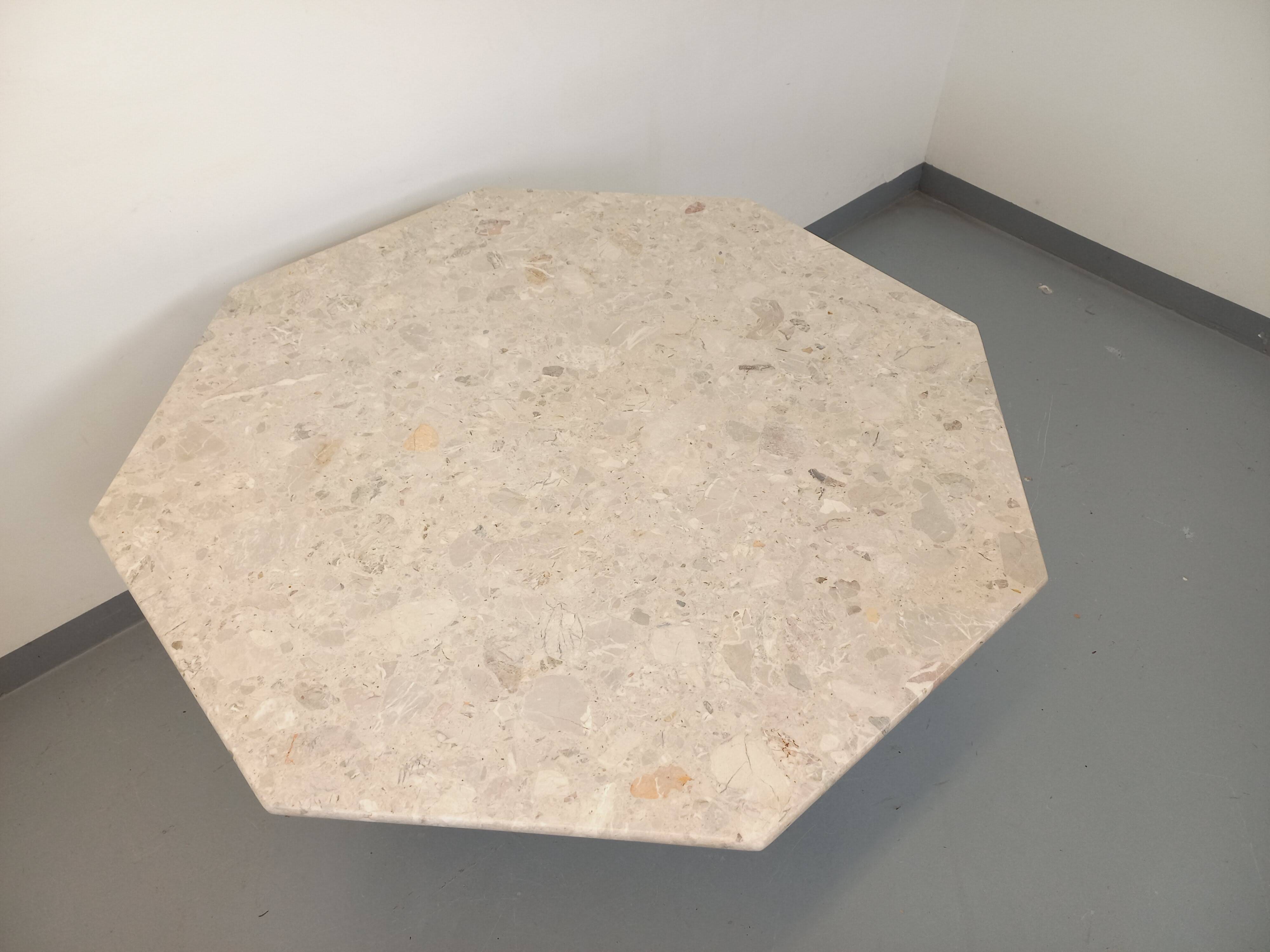 Vintage 70s 80s Octagonal Marble Dining Table