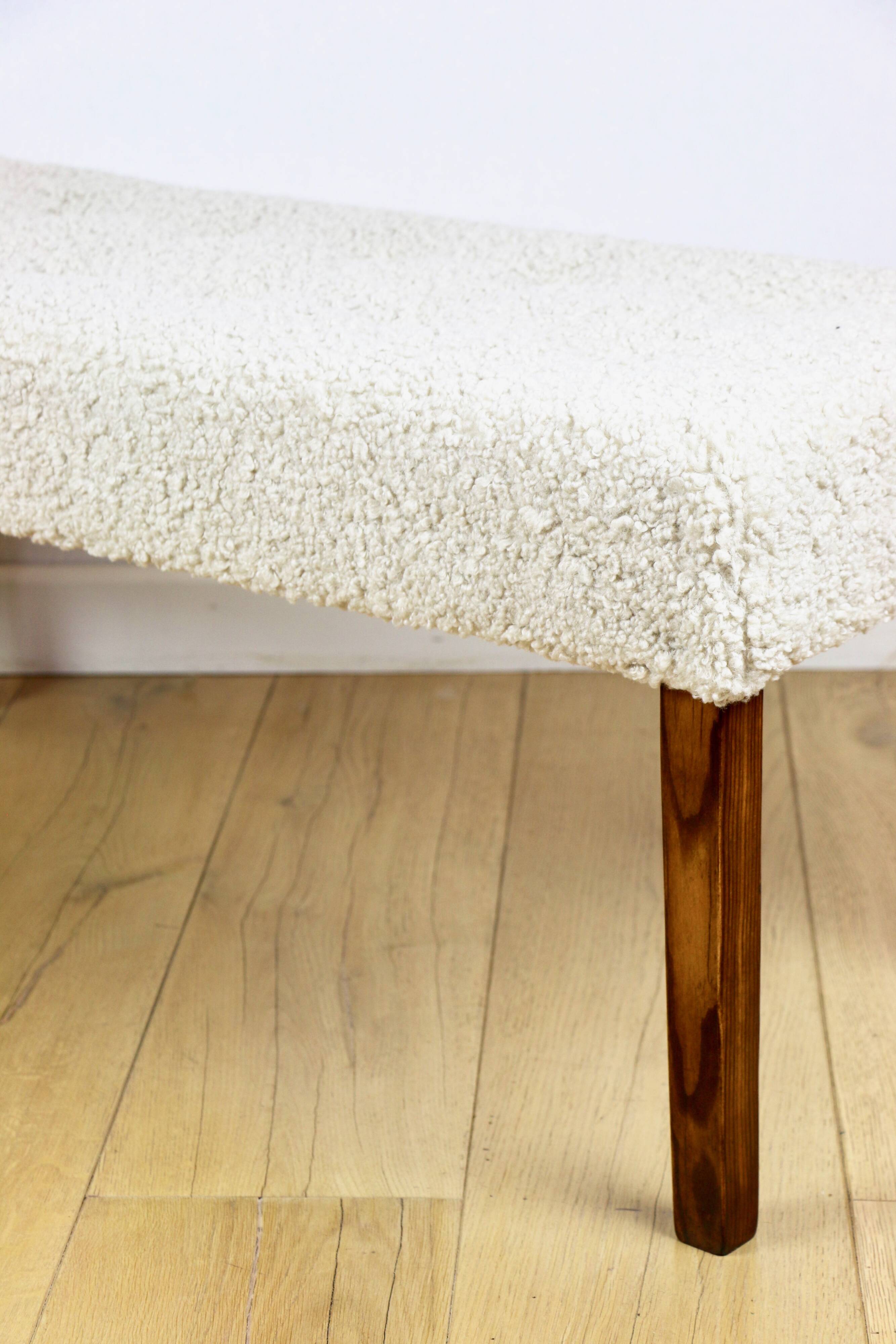 Beautiful vintage bench from the 90s - beige boucle long hair