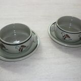 2 bowls with small plates in Korean stoneware