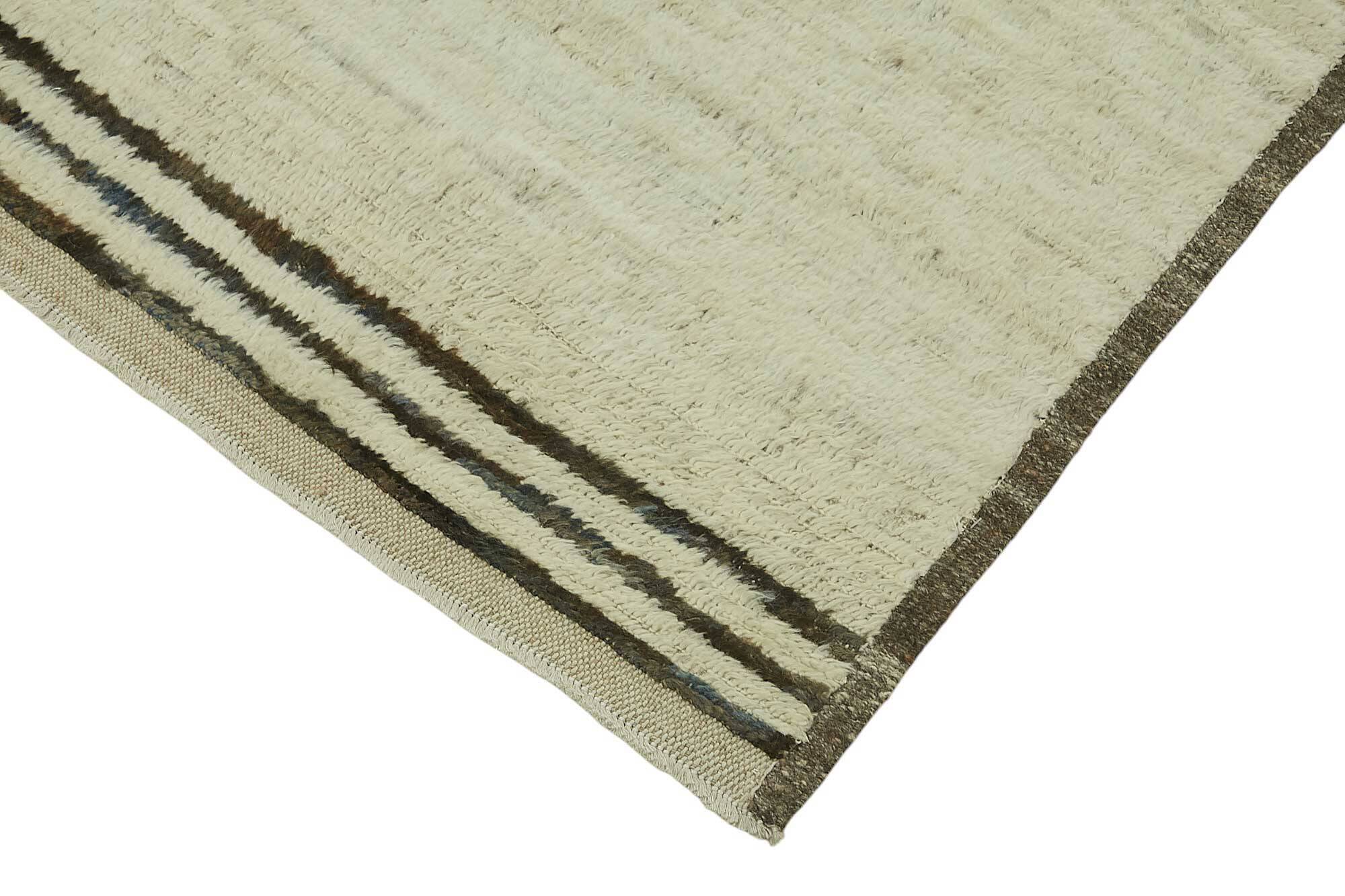 Hand-Knotted Turkish Contemporary 247 cm x 342 cm Beige Wool Carpet