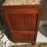Beech bedside table on marble; 30/40s