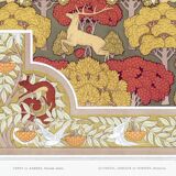 Poster “Deer and Trees”, after an Art Nouveau lithograph from 1897