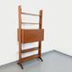 Vintage modular secretary shelf bookcase in teak from the 60s