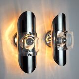 Pair of oscar torlasco wall lights, murano glass, italy, 1970