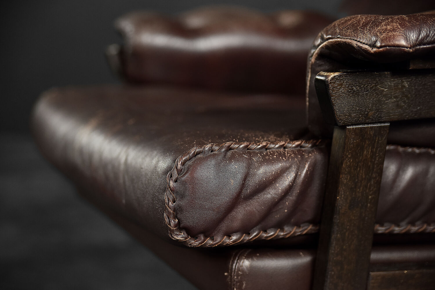 Modern Scandinavian brown leather swivel chair, 1970s