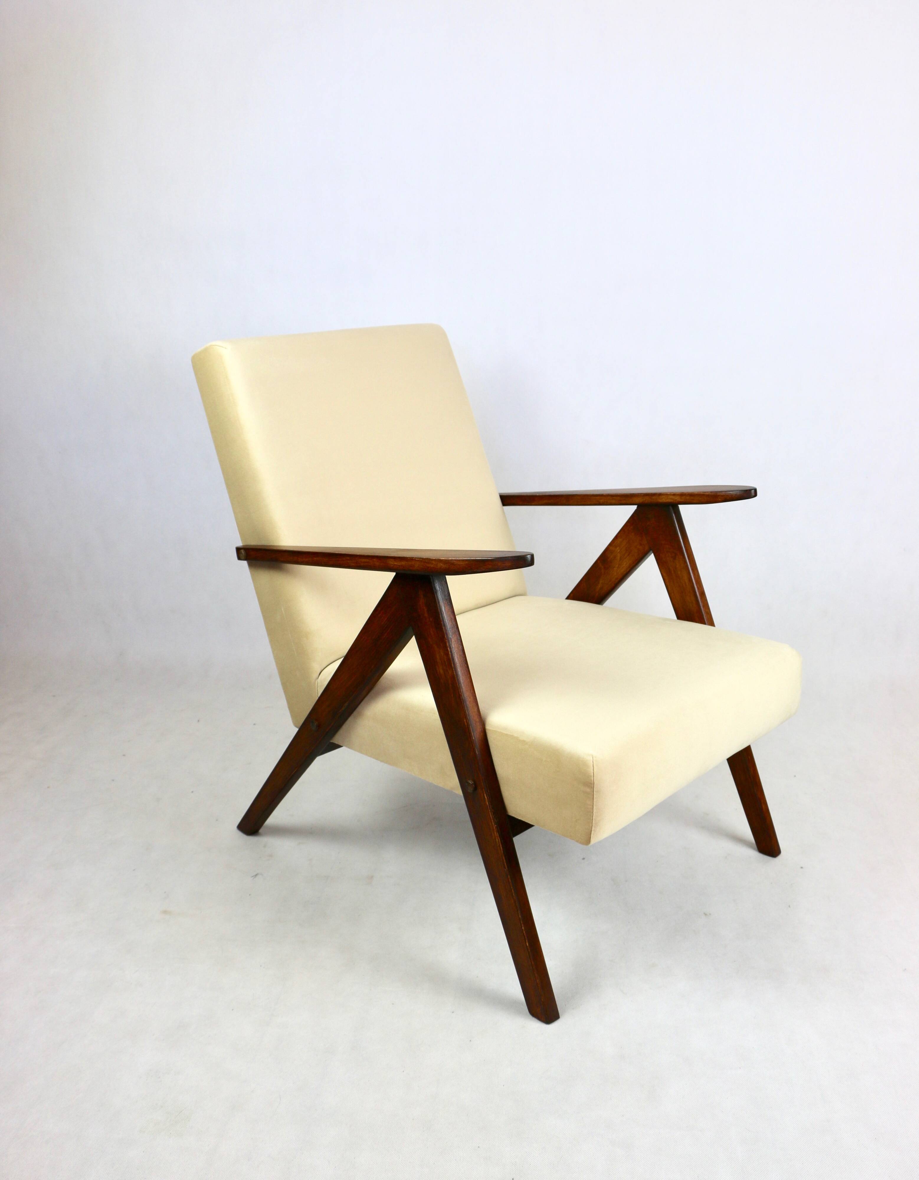 Vintage B-310 VAR armchair in light brown beige velvet - 2 pieces available