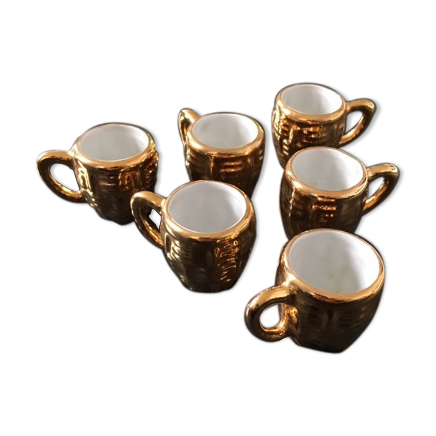 Lot de 6 mini mugs en porcelaine dorée