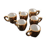 Lot of 6 mini mugs in gilded porcelain