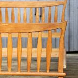 Bed of Guillerme and Chambron solid light oak France 1970