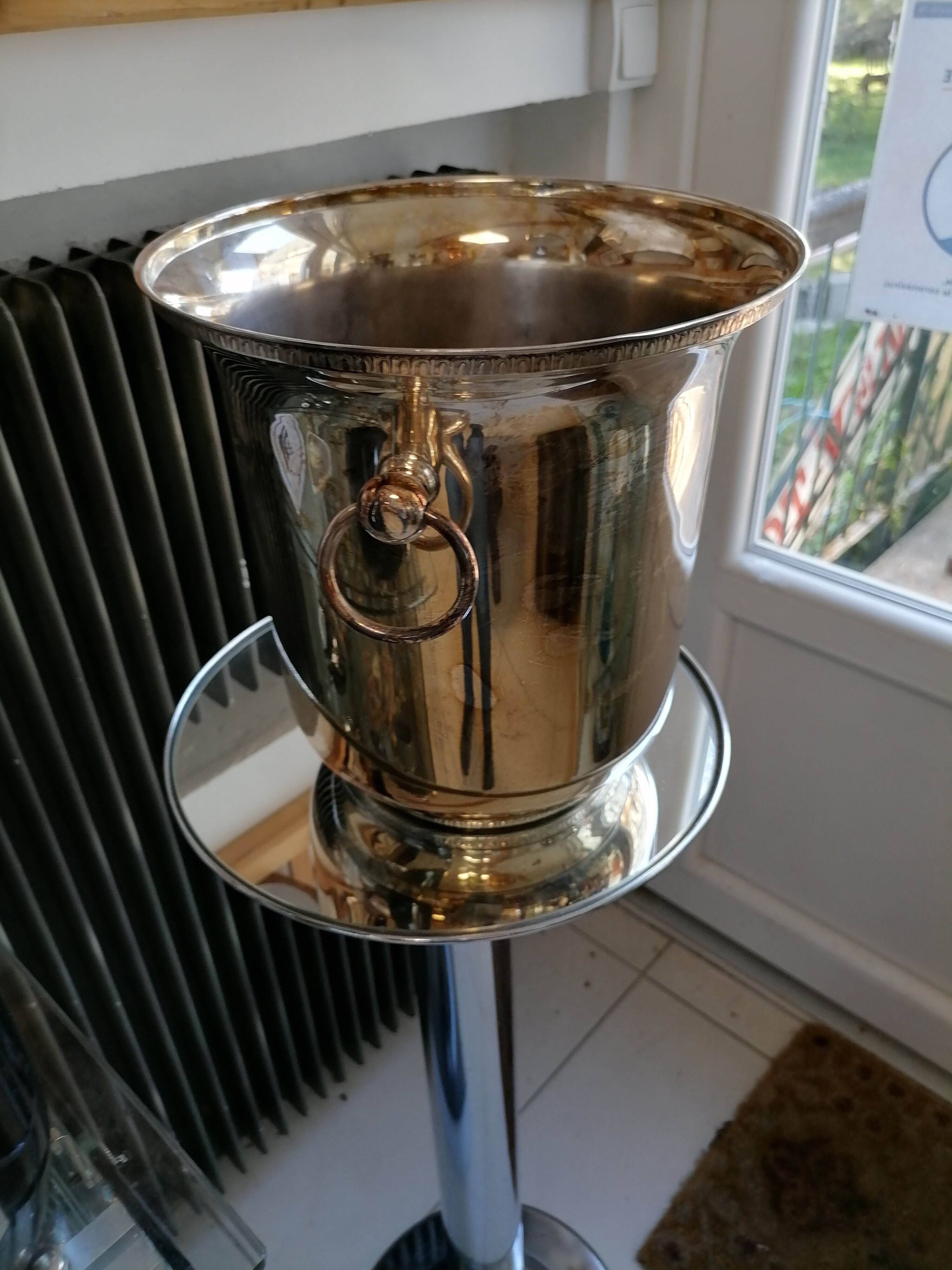 Silver metal champagne bucket