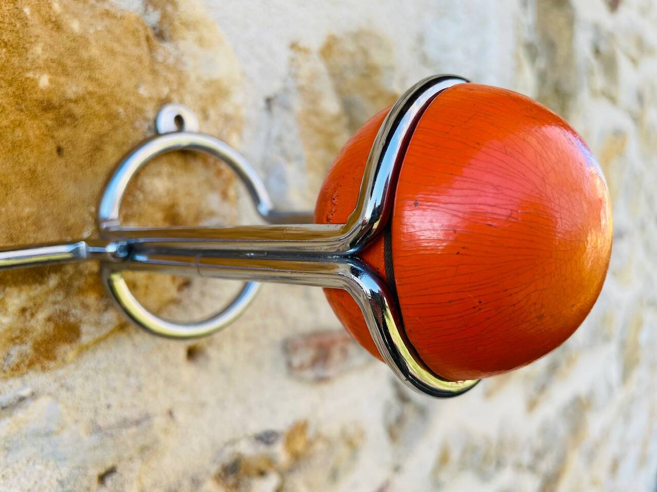 Space Age Chrome and Wood Wall Coat Rack 1970s