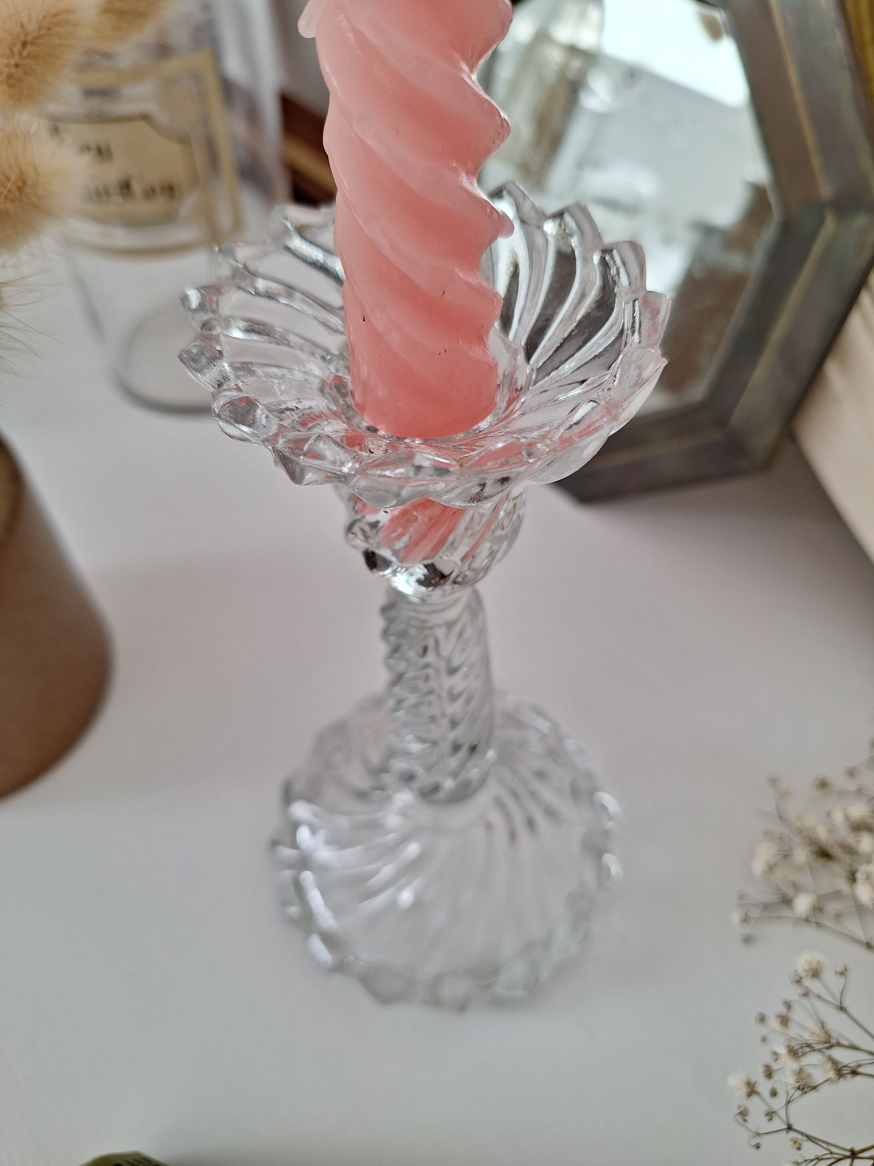Vintage glass candle holder