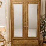 Antique oak wardrobe with mirror – fully restored