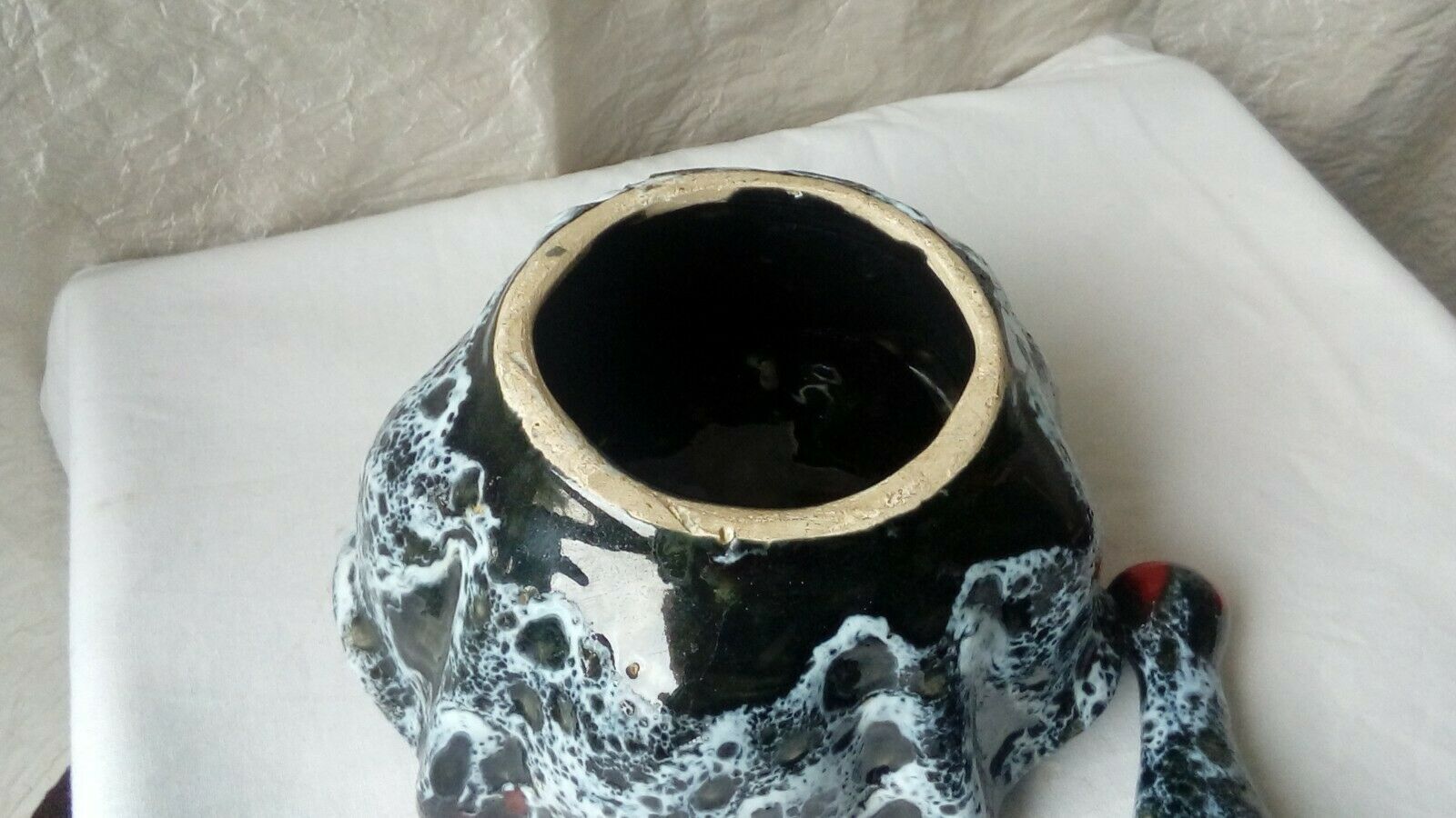 Mortar and pestle in ceramic Vallauris fat vintage lava years 1960