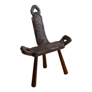 Tabouret vintage tripode à dossier
