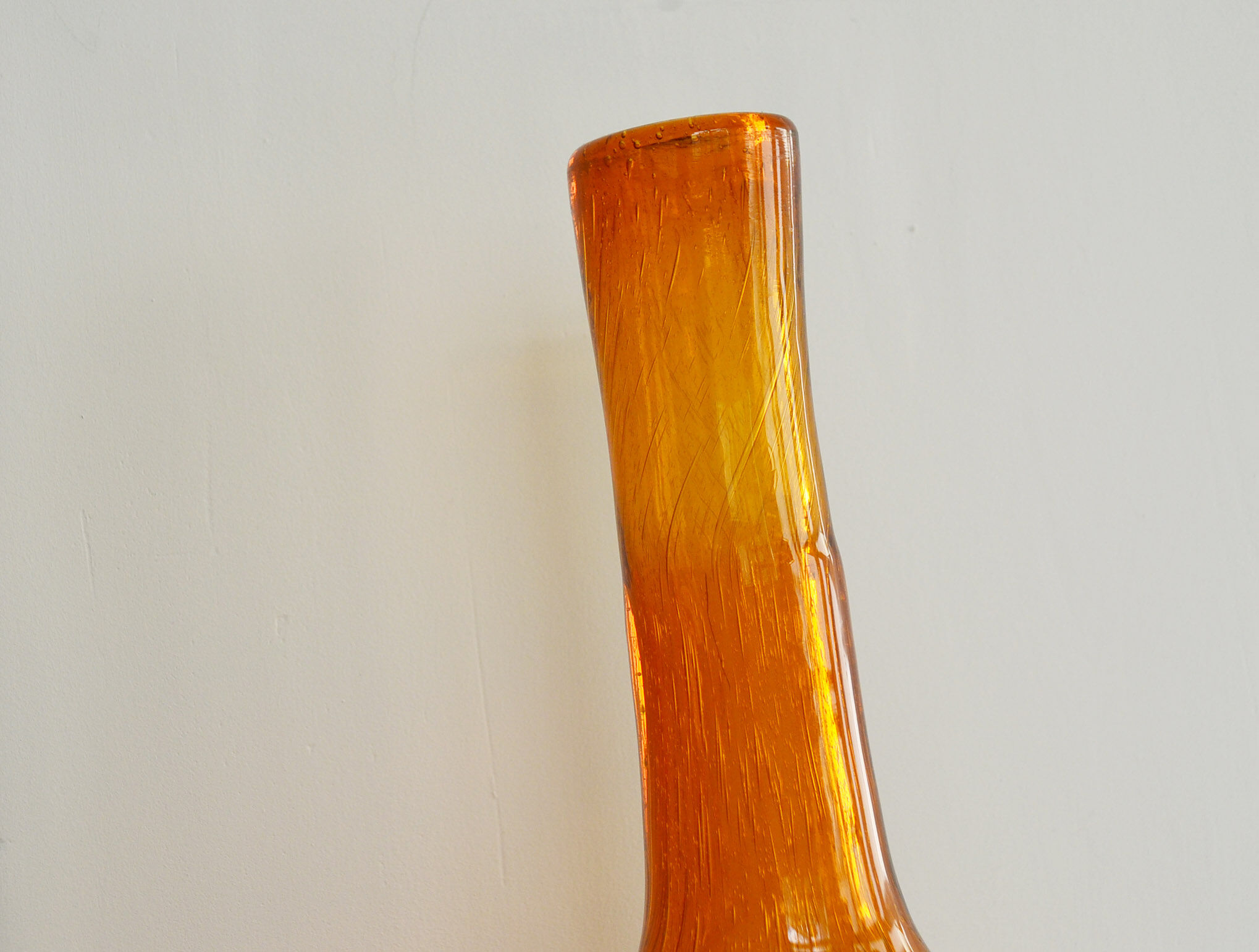 Vase bottle glass amber amber, 70s